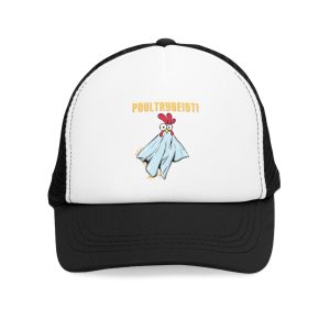 Hat with a ghost chicken on it and the caption, "Poultrygeist."