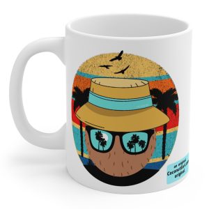 White Mug with a large Coconut Earl logo on it.